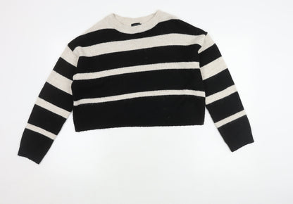 New Look Women’s Black Ivory Striped Pullover Jumper M