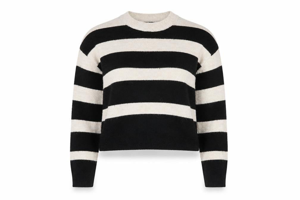 New Look Women’s Black Ivory Striped Pullover Jumper M