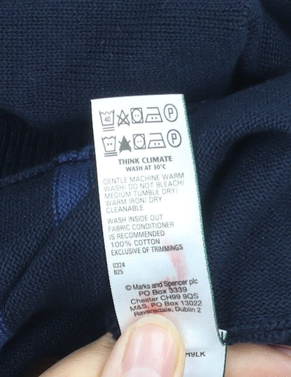 Marks & Spencer Men's Blue Striped Pullover Jumper S
