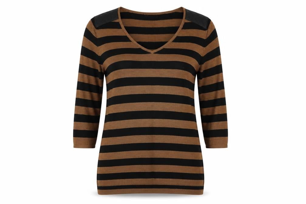 H&M Women's Brown Black Striped Pullover Jumper S