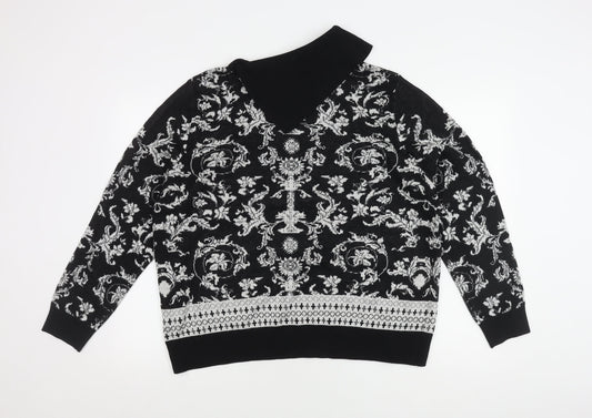 Roman Women's Black Pullover Jumper, Size 20, Geometric