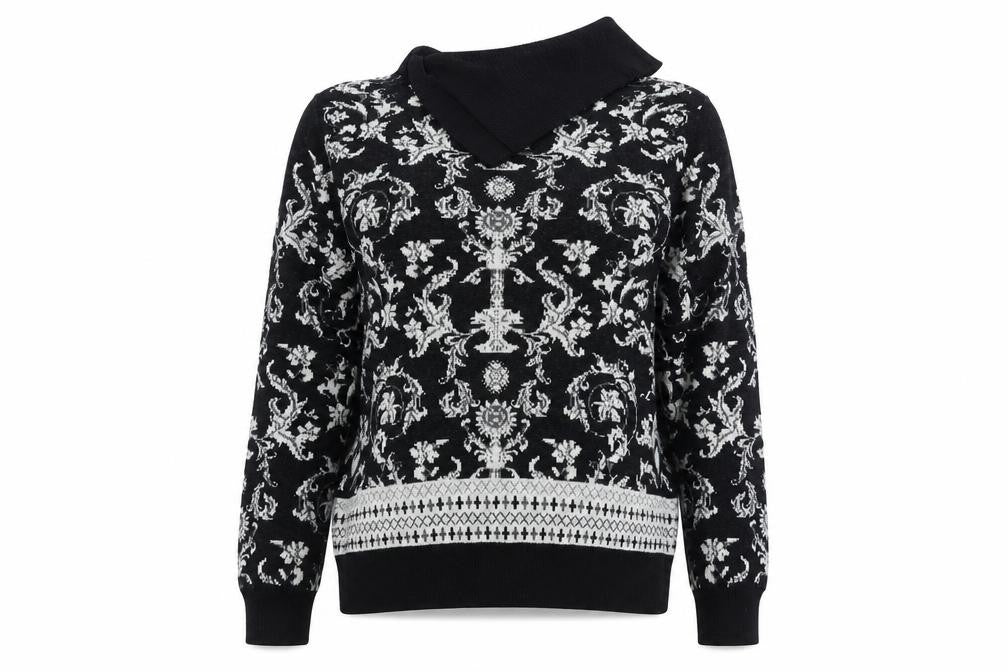 Roman Women's Black Pullover Jumper, Size 20, Geometric