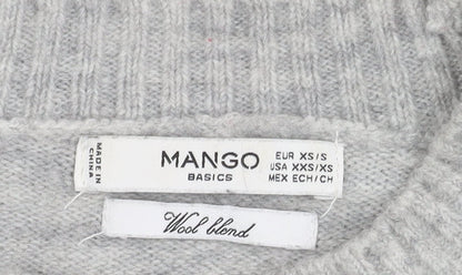 Mango Women's Grey Wool Blend Pullover Jumper XS