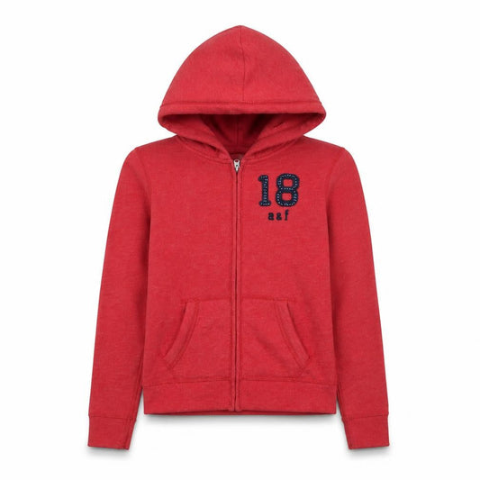 Abercrombie & Fitch Girls Red Hoodie M Full Zip Graphic