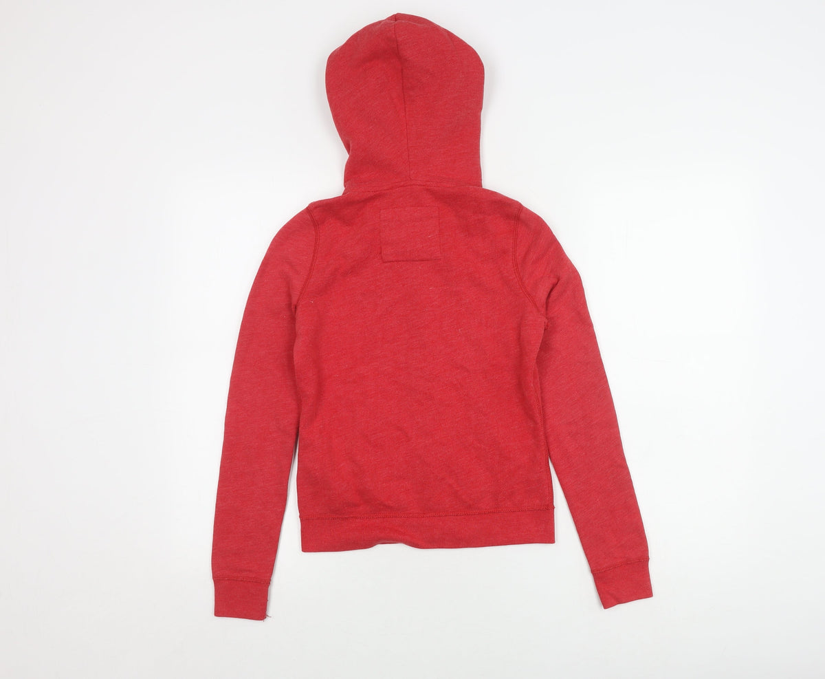 Back view of Abercrombie & Fitch girls’ red hoodie m full zip graphic