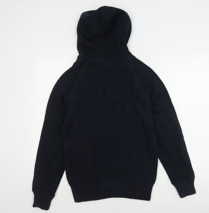 Next Men's Black S Pullover Hoodie Waffle-Knit Jumper