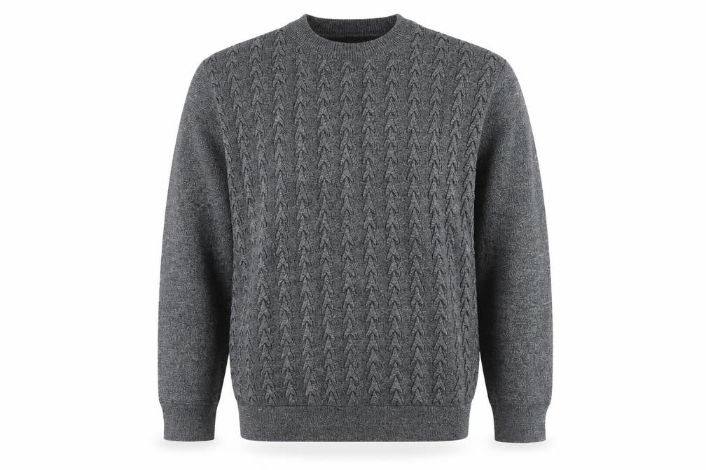 JINHAOLAI Grey Cable-Knit Pullover Jumper, L, Men's Casual