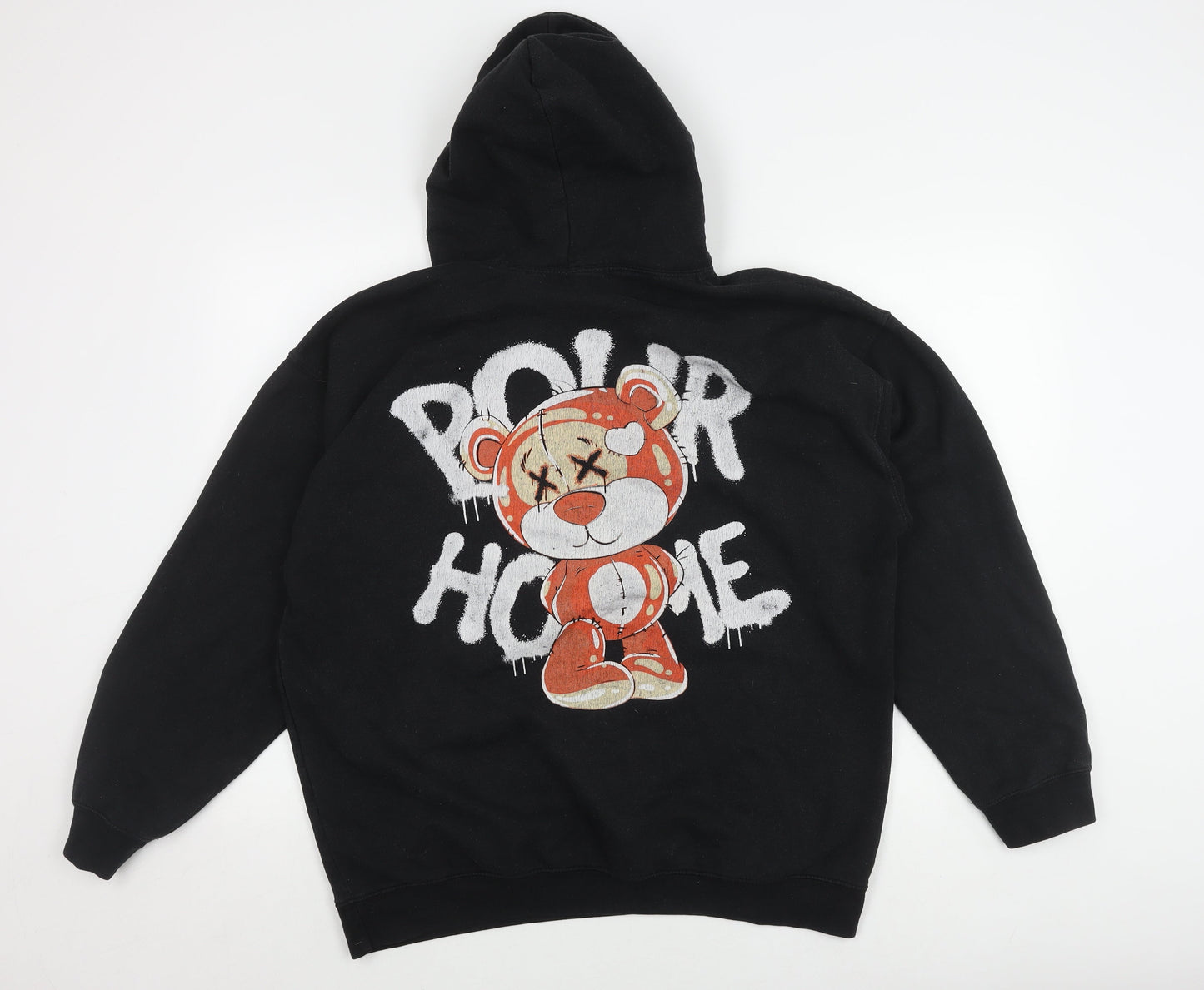 boohooMAN Men's M Black Cartoon Pullover Hoodie