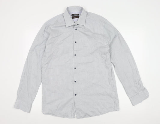 St. George by Duffer Men's Blue Striped Slim Fit Shirt