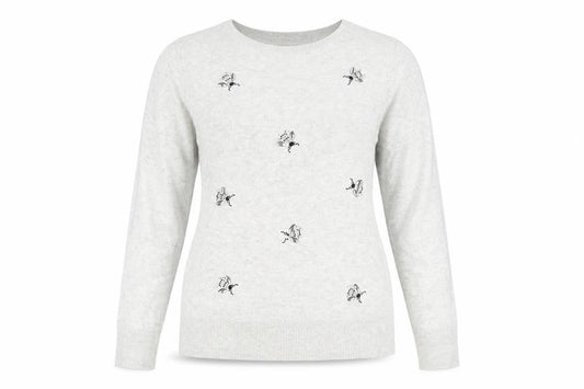 Oasis Women's Grey XS Pullover Jumper with Embroidery