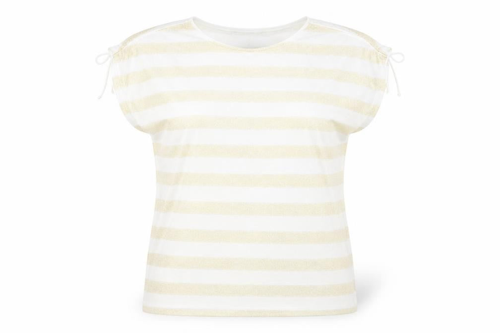 Bonmarché Women's White Striped T-Shirt Size 14