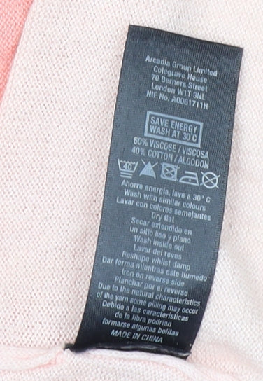 Brand and care label for Miss Selfridge Women's Multicoloured Cardigan, size 10