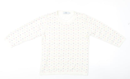 Additional front view of Honor Millburn Women's White Polka Dot jumper - S