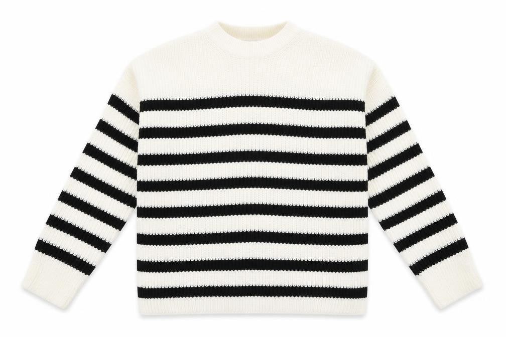 New Look Women's White Striped Knit Jumper S