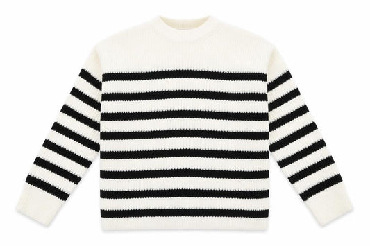 New Look Women's White Striped Knit Jumper S