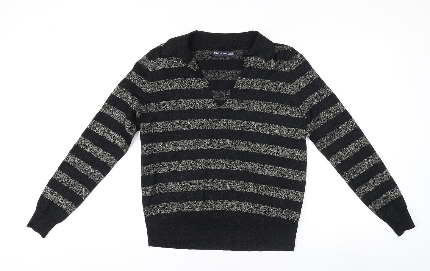 Marks and Spencer Black Striped Women's Pullover M