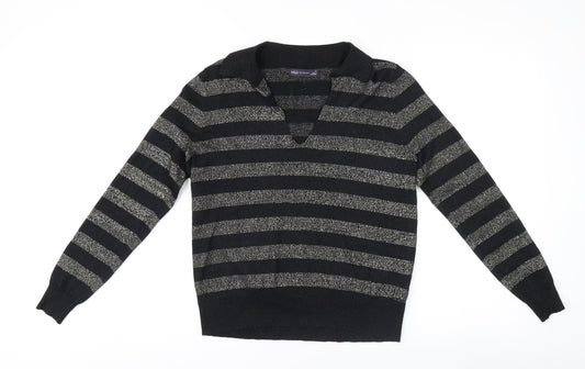 Marks and Spencer Black Striped Women's Pullover M
