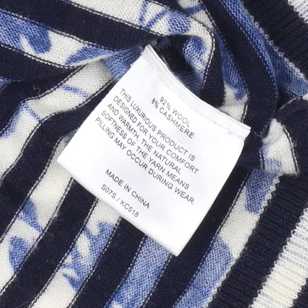 Whistles Women's Blue Striped V-Neck Jumper Size 2
