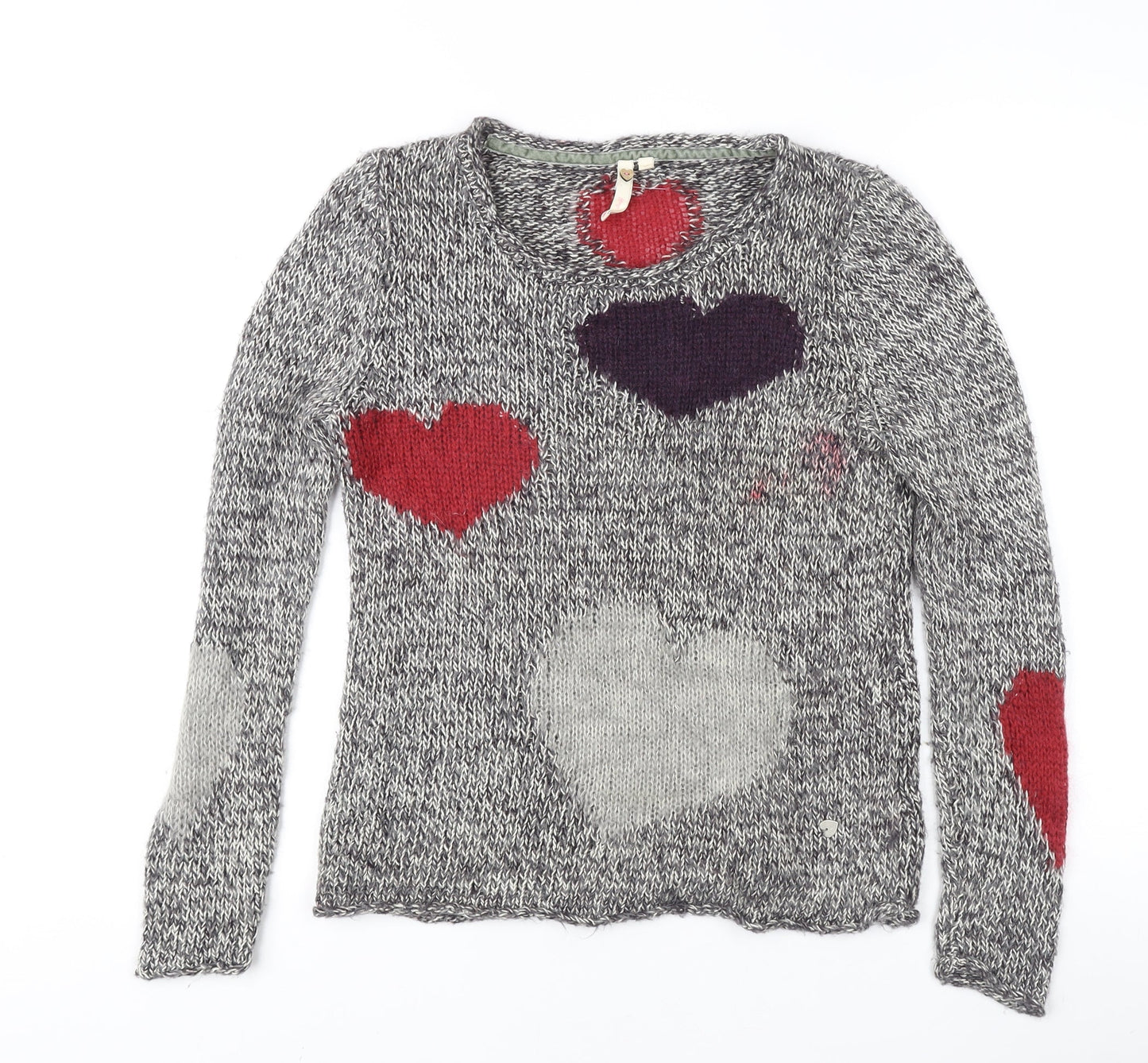 Women's Multicoloured Heart Pullover Jumper Size 10