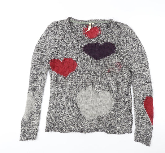 Women's Multicoloured Heart Pullover Jumper Size 10
