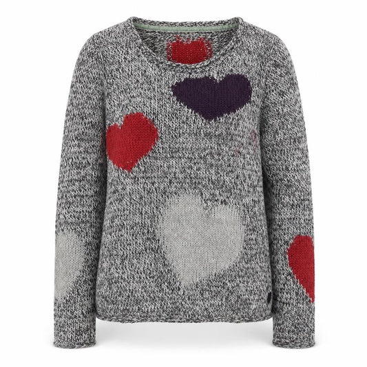 Women's Multicoloured Heart Pullover Jumper Size 10