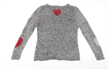 Women's Multicoloured Heart Pullover Jumper Size 10