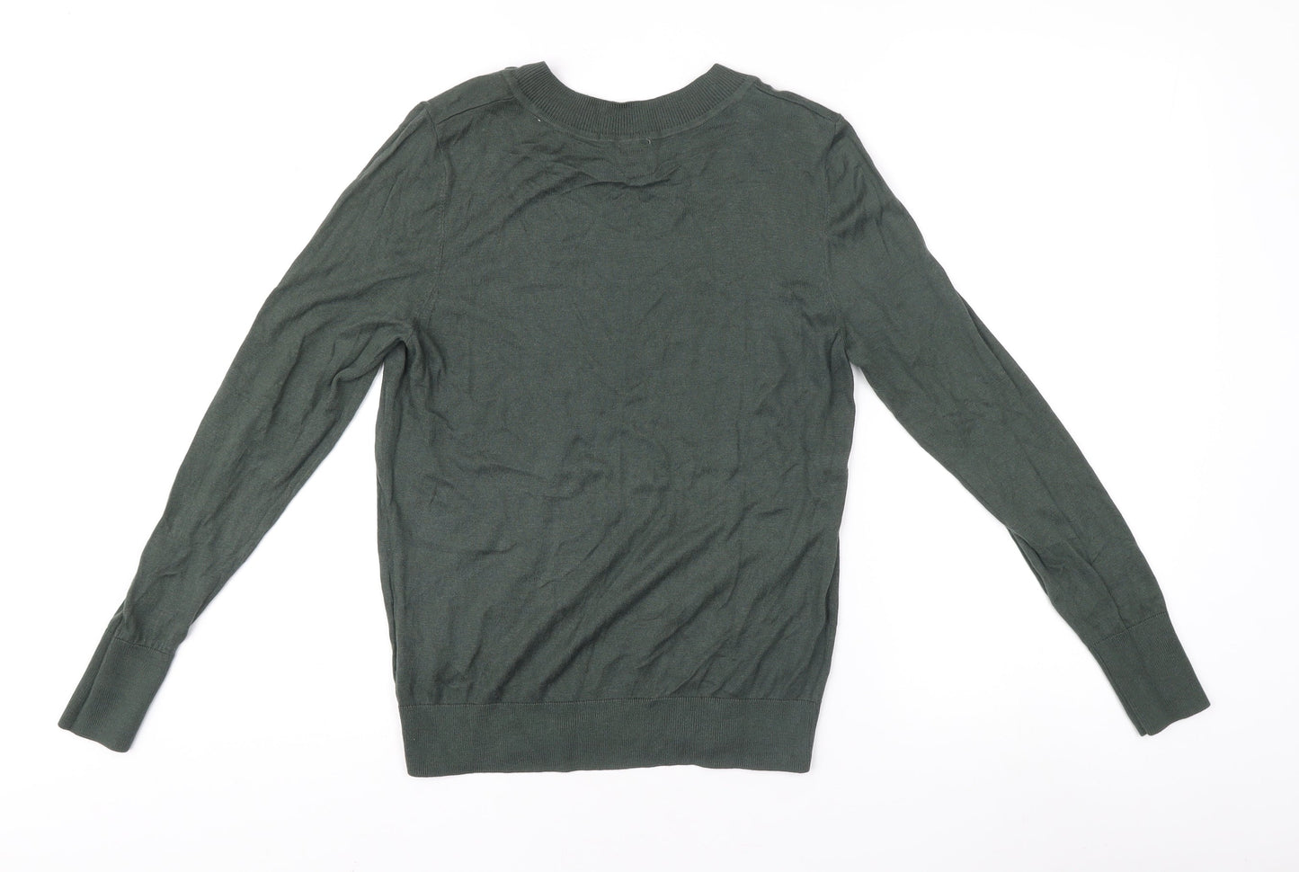 H&M Women's Green Pullover Jumper M Button Accent