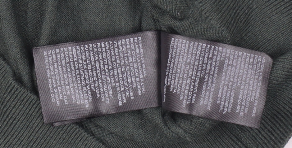 H&M Women's Green Pullover Jumper M Button Accent