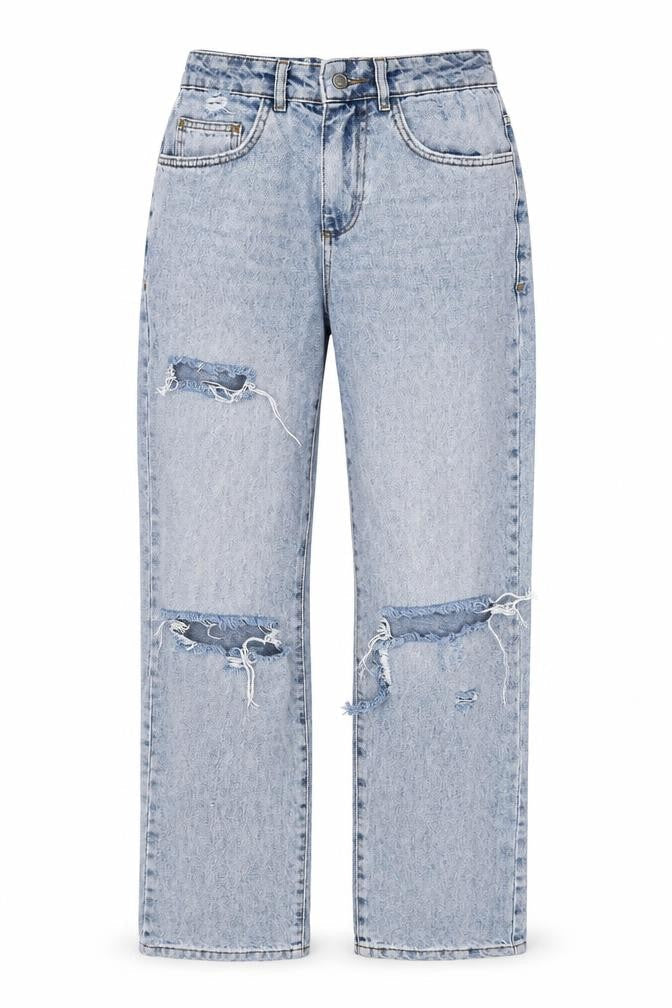 Collusion Women's Blue Distressed Straight Jeans, Size 29