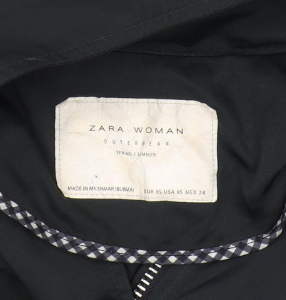 Zara Women's Black Parka Coat XS Hooded