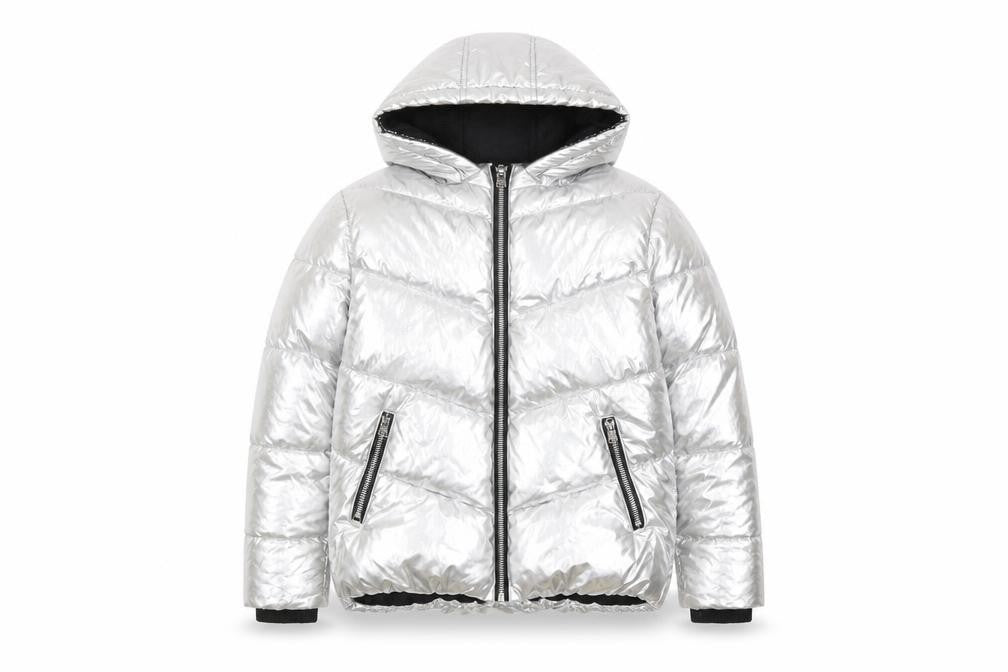 Pineapple Girls Silver Puffer Jacket 11-12 Years Hooded Winter