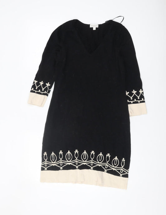 Monsoon Women's Black Tunic Jumper, Size S, V-Neck Style