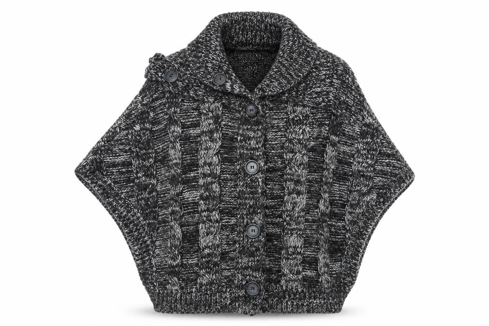 Yessica Women's Black Cape Jumper, M, Button Detail