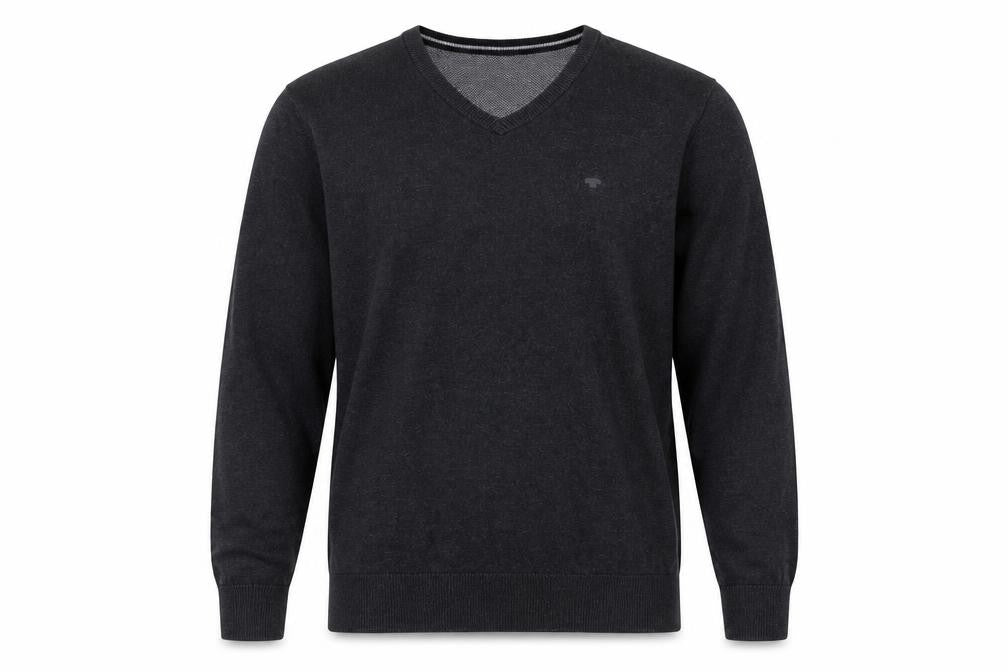 Tom Tailor Men's Black S V-Neck Cotton Pullover Jumper