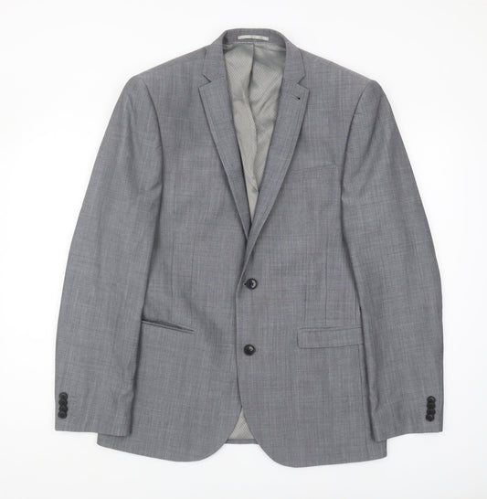 Next Men's Grey Wool Blazer, Size 40R Formal