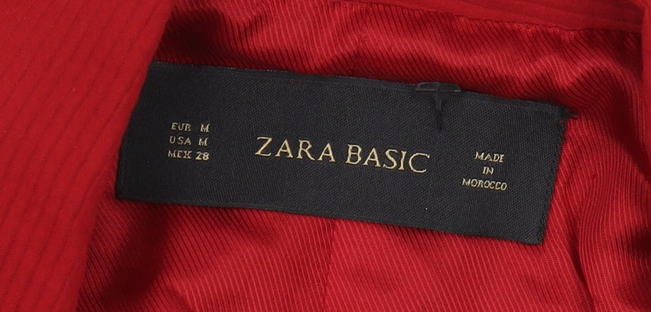 Zara Women's Red Blazer, Size 12, Viscose-Cotton Blend