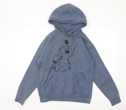 Preloved Disney Women’s Blue Pullover Hoodie XS - Stitch Character - Front