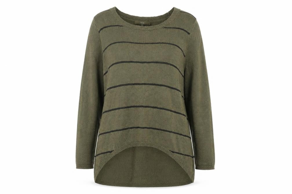 Next Women's Green Striped Jumper, Size 14, 3/4 Sleeve, Lightweight