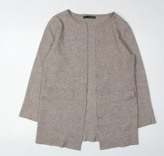 Sfera Women's Beige Cardigan, Size 8, Wool Blend, Casual