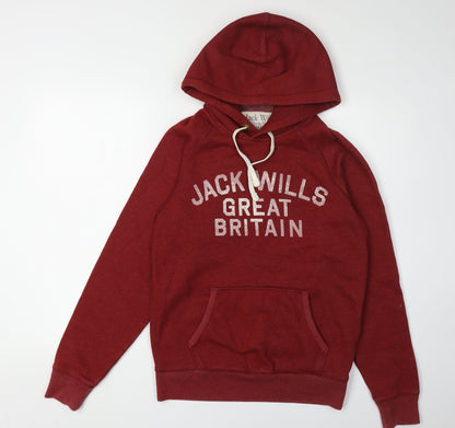 Jack Wills Men's Red Hoodie XS Pullover Logo