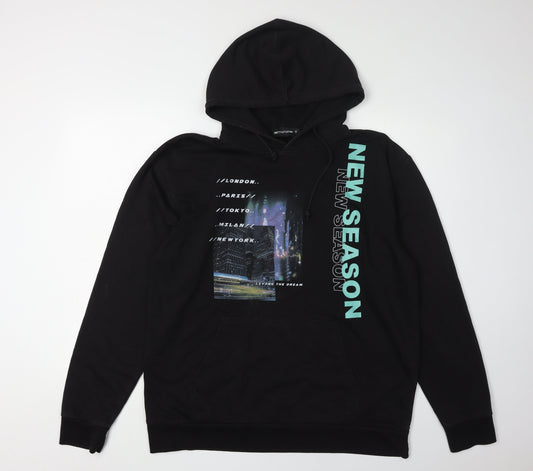 PrettyLittleThing Women's Black Pullover Hoodie M