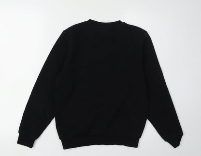 Back view of Rascal boys’ black sweatshirt, 11-12 years, pullover logo