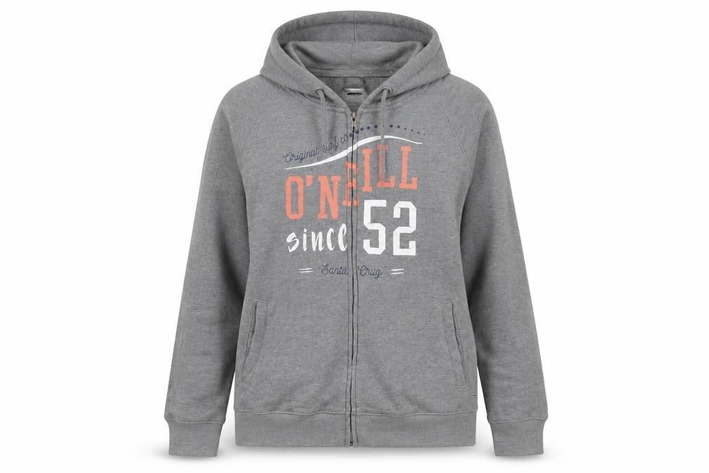 O'Neill Grey Unisex Hoodie M Full Zip Casual