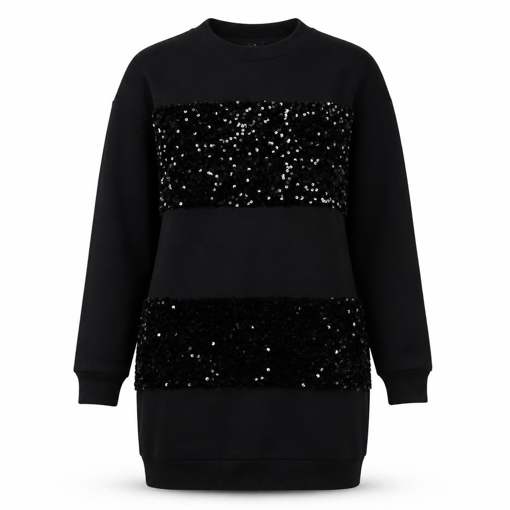 River Island Women's Black XS Sequin T-Shirt Dress