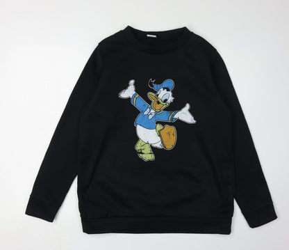 Preloved Disney Women's Black Donald Duck Sweatshirt Size 10/12 - Front