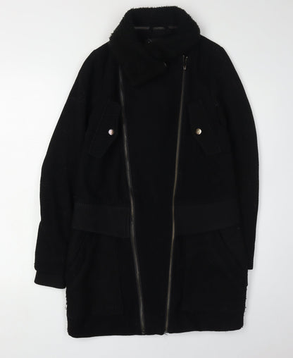 Warehouse Women's Black Wool Overcoat Size 8