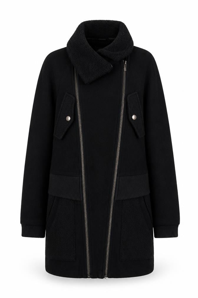 Warehouse Women's Black Wool Overcoat Size 8