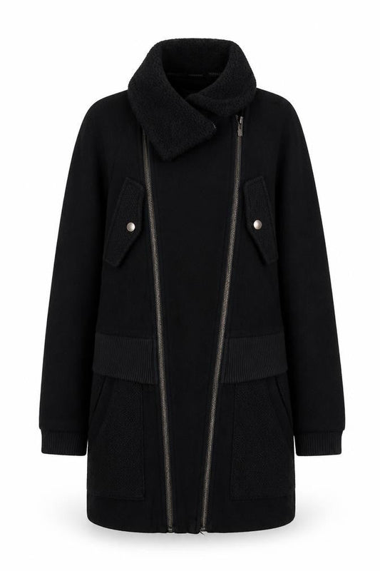 Warehouse Women's Black Wool Overcoat Size 8