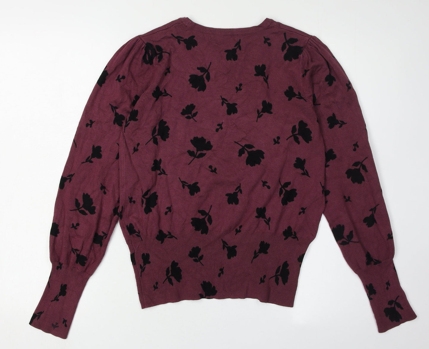 Marks and Spencer Women's Purple Floral Jumper Size 12