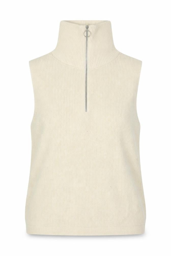 Vila Women's Ivory Full Zip High Neck Vest - Size 12